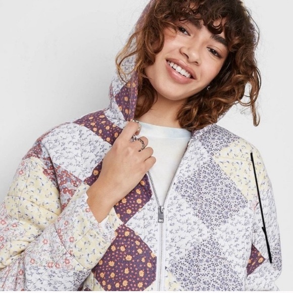 Wild Fable Patchwork Quilted Hooded Jacket - Picture 6 of 7